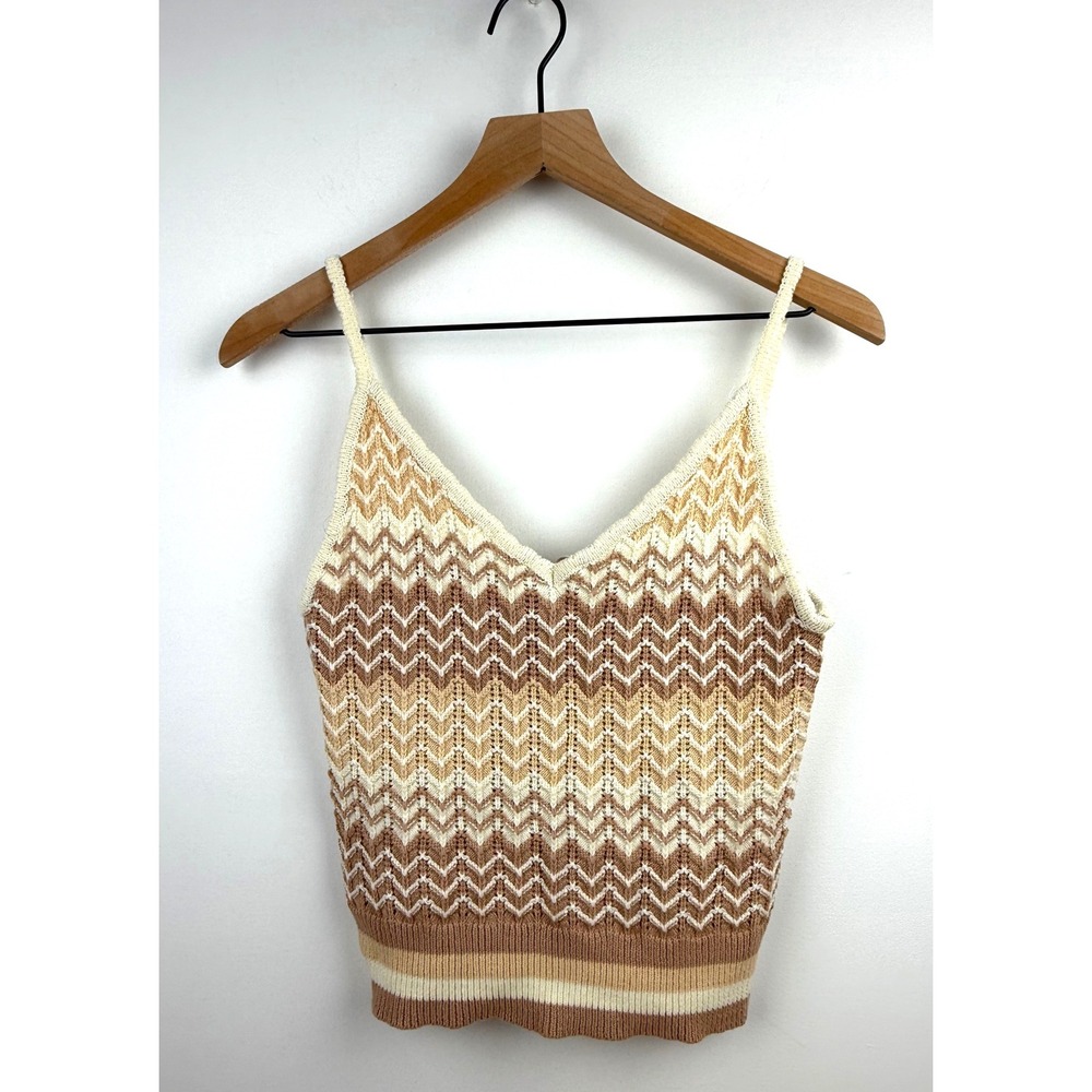 Be Cool Los Angeles Chevron Knit Crop Tank Top Boho Sleeveless Medium/Large